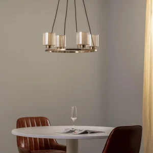 Cheap Lucea Lustre Ressa, Ø 59 cm, laiton ancien, à 4 lampes