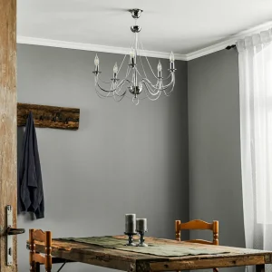 Fashion Domiluce Lustre Retro, à 5 lampes 75 cm, chromé