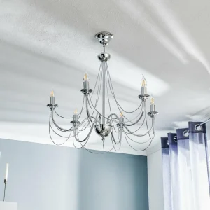 Online Domiluce Lustre Retro moderne en argenté brillant