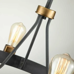 New Quintiesse Lustre Silas, noir, à quatre lampes, Ø 54,9 cm