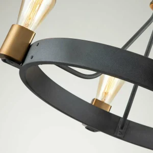 New Quintiesse Lustre Silas, noir, à quatre lampes, Ø 54,9 cm