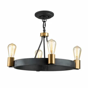 New Quintiesse Lustre Silas, noir, à quatre lampes, Ø 54,9 cm