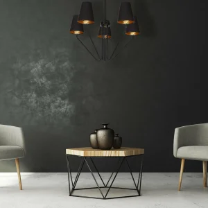 Online Eko-Light Lustre Victoria abat-jour tissu, noir/doré
