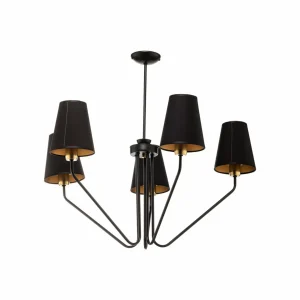Online Eko-Light Lustre Victoria abat-jour tissu, noir/doré
