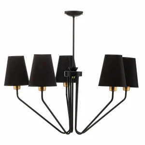 Online Eko-Light Lustre Victoria abat-jour tissu, noir/doré