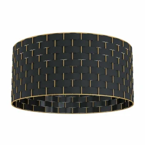 Store EGLO Marasales plafonnier en textile noir/laiton