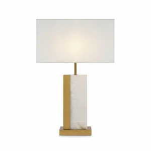 Shop Maytoni lampe de table Bianco blanc hauteur 67,5 cm textile/albâtre