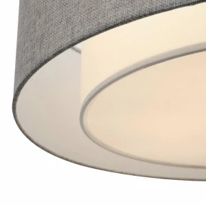 Store Maytoni plafonnier Bergamo, gris/blanc, lin, Ø 52 cm
