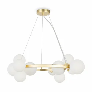 Fashion Maytoni suspension Dallas, à 11 lampes, doré/blanc