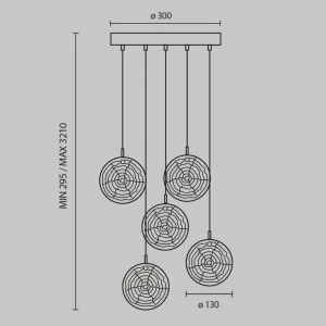 Shop Maytoni suspension Frozen, à 5 lampes, blanc / laiton, verre