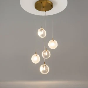 Shop Maytoni suspension Frozen, à 5 lampes, blanc / laiton, verre