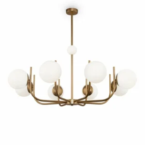 Hot Maytoni suspension Rendez-vous, à 8 lampes, couleur laiton