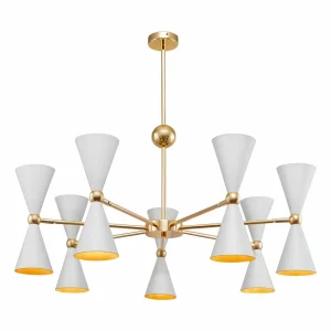 Fashion Maytoni Vesper suspension 14 lampes blanche/dorée