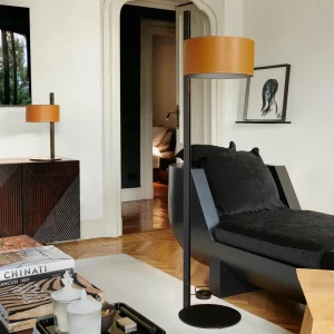 Online Oluce Parallèle 396 lampadaire, cuir marron