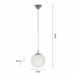 New Paul Neuhaus Bolo suspension, abat-jour en verre, Ø 20cm