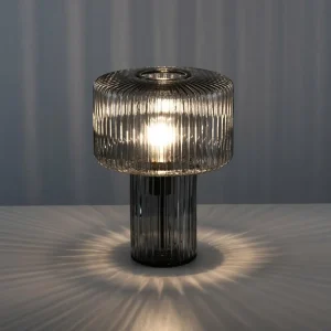 Best Paul Neuhaus lampe à poser Fungus, fumé, verre, 34 cm