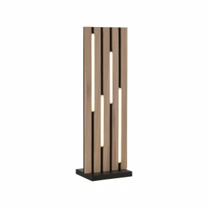 Hot Q-Smart-Home Paul Neuhaus Lampe de table LED Smart Q-Akustik bois hauteur 60 cm