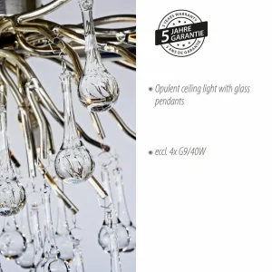 Flash Sale Paul Neuhaus plafonnier Icicle, suspension en verre, 4 lampes, argenté