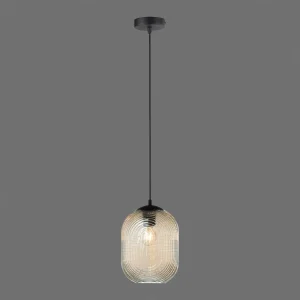 Sale Paul Neuhaus Suspension Shitake, ambre, verre, Ø 19 cm, E27