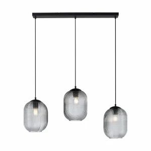 Online Paul Neuhaus Suspension Shitake, gris fumé, verre, 86 cm, E27