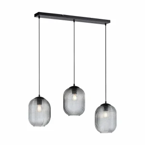 Online Paul Neuhaus Suspension Shitake, gris fumé, verre, 86 cm, E27