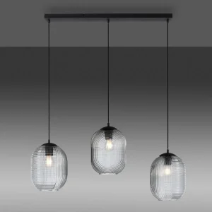 Online Paul Neuhaus Suspension Shitake, gris fumé, verre, 86 cm, E27