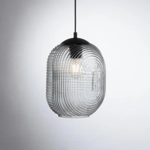 Online Paul Neuhaus Suspension Shitake, gris fumé, verre, 86 cm, E27