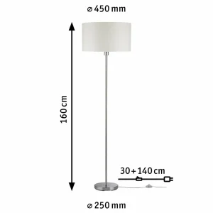 Shop Paulmann Tessa lampadaire, crème, fer brossé