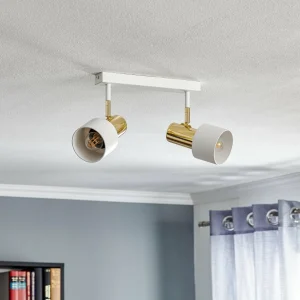 Sale Argon Plafonnier à spots Destin à 2 lampes, blanc/laiton