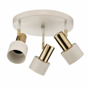 Hot Argon Plafonnier à spots Destin à 3 lampes, blanc/laiton