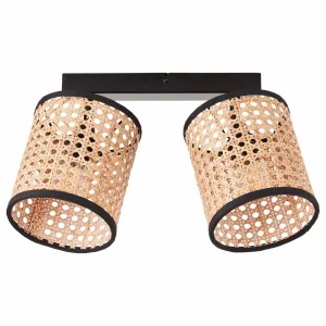 Fashion Brilliant Plafonnier à spots Wiley, deux lampes, rotin