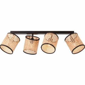 Best Sale Brilliant Plafonnier à spots Wiley en rotin, 4 lampes