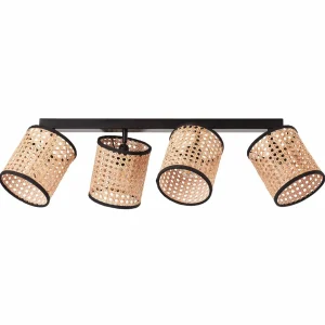 Best Sale Brilliant Plafonnier à spots Wiley en rotin, 4 lampes