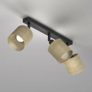 Sale Luminex Plafonnier Adeline abat-jour jute à 3 lampes long
