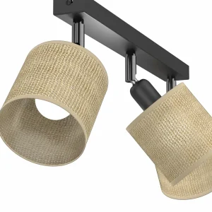 Sale Luminex Plafonnier Adeline abat-jour jute à 3 lampes long