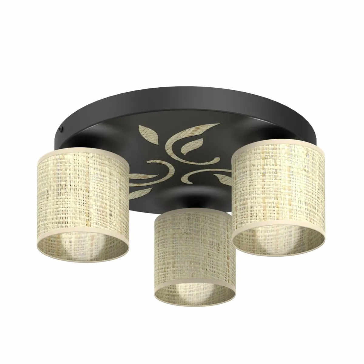 plafonnier_adeline_abatjour_rotin___lampes_rond_0.webp Shop Luminex Plafonnier Adeline abat-jour rotin à 3 lampes rond