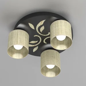 Shop Luminex Plafonnier Adeline abat-jour rotin à 3 lampes rond