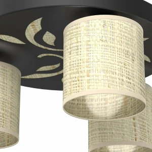 Shop Luminex Plafonnier Adeline abat-jour rotin à 3 lampes rond