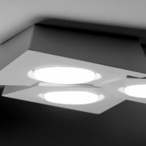 Online TECNICO by Sforzin Plafonnier Anchise, à 3 lampes, longueur 32 cm, blanc, plâtre, GX53