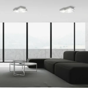 Online TECNICO by Sforzin Plafonnier Anchise, à 3 lampes, longueur 32 cm, blanc, plâtre, GX53