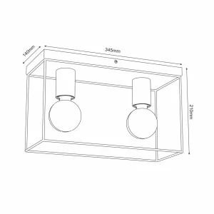 Best Luminex Plafonnier Anna avec cadre métallique, à 2 lampes