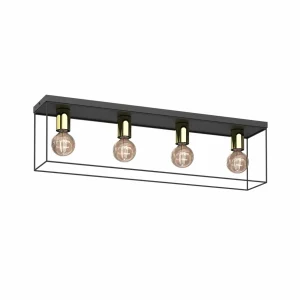 Sale Luminex Plafonnier Anna cadre métal à 4 lampes rectangle