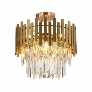 Best Eko-Light Plafonnier Aspen, métal doré, cristaux de verre, Ø 45 cm