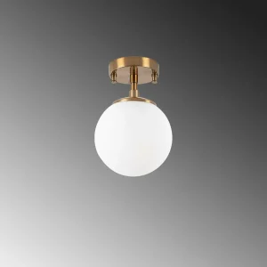Cheap Opviq Plafonnier Atmaca 10220, doré antique, verre opale Ø 15 cm