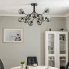 New Avonni Plafonnier AV-4286-12-BSY avec sphères verre fumé