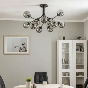 New Avonni Plafonnier AV-4286-12-BSY avec sphères verre fumé