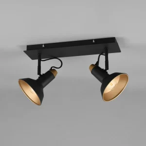 Cheap Trio Lighting Plafonnier avec spots Roxie orientable 2flg. noir mat