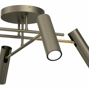 Sale Luminex Plafonnier Axion, à 4 lampes, couleur titane, acier