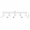 Best Luminex Plafonnier Axion, 5 lampes, couleur titane, allongé, acier