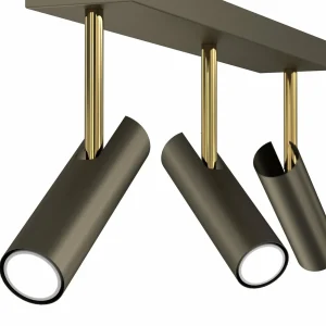 Cheap Luminex Plafonnier Axion, 3 lampes, couleur titane, allongé, acier
